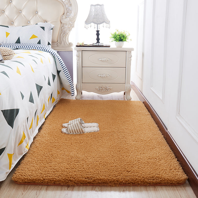 Modern Bedroom Rug Multi Color Solid Color Area Rug Cotton Blend Non-Slip Backing Easy Care Pet Friendly Carpet Khaki Clearhalo 'Area Rug' 'Casual' 'Rugs' Rug' 2325648