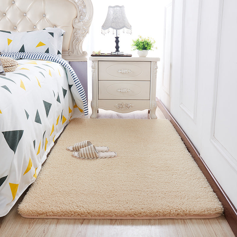 Modern Bedroom Rug Multi Color Solid Color Area Rug Cotton Blend Non-Slip Backing Easy Care Pet Friendly Carpet Light Camel Clearhalo 'Area Rug' 'Casual' 'Rugs' Rug' 2325649