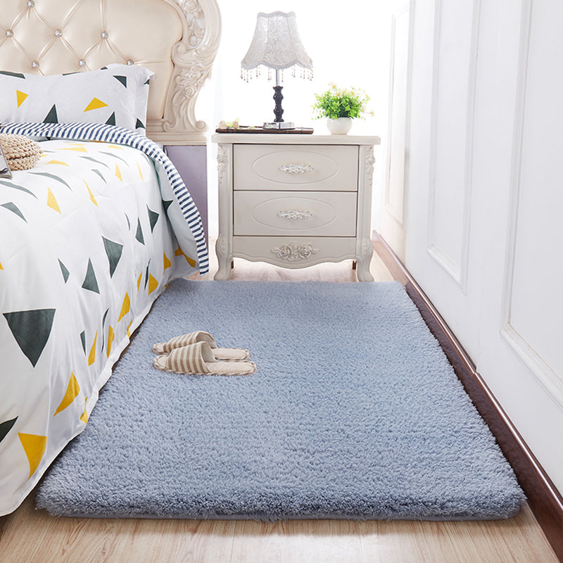 Modern Bedroom Rug Multi Color Solid Color Area Rug Cotton Blend Non-Slip Backing Easy Care Pet Friendly Carpet Dark Blue-Gray Clearhalo 'Area Rug' 'Casual' 'Rugs' Rug' 2325652