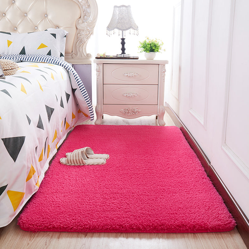 Modern Bedroom Rug Multi Color Solid Color Area Rug Cotton Blend Non-Slip Backing Easy Care Pet Friendly Carpet Light Rose Red Clearhalo 'Area Rug' 'Casual' 'Rugs' Rug' 2325654