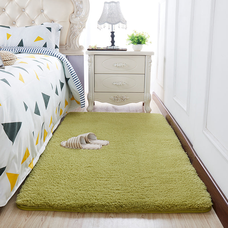 Modern Bedroom Rug Multi Color Solid Color Area Rug Cotton Blend Non-Slip Backing Easy Care Pet Friendly Carpet Green Clearhalo 'Area Rug' 'Casual' 'Rugs' Rug' 2325656