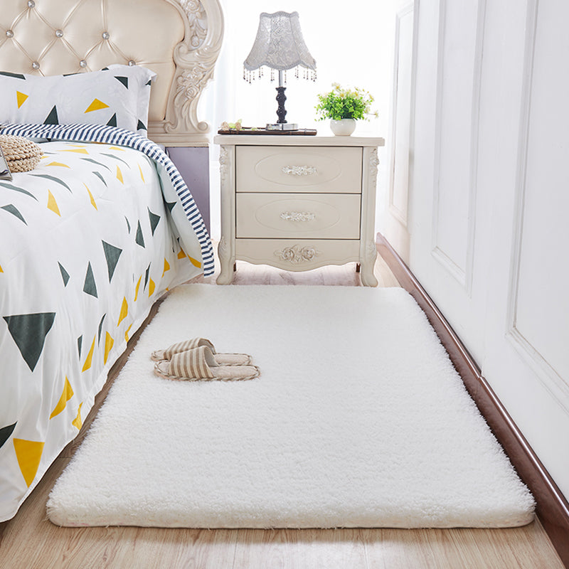 Modern Bedroom Rug Multi Color Solid Color Area Rug Cotton Blend Non-Slip Backing Easy Care Pet Friendly Carpet White Clearhalo 'Area Rug' 'Casual' 'Rugs' Rug' 2325657