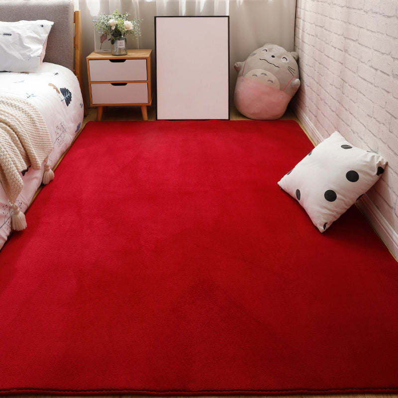 Minimalist Bedroom Rug Multi Color Solid Color Area Rug Cotton Blend Non-Slip Backing Stain-Resistant Easy Care Area Carpet Burgundy Clearhalo 'Area Rug' 'Casual' 'Rugs' Rug' 2325685