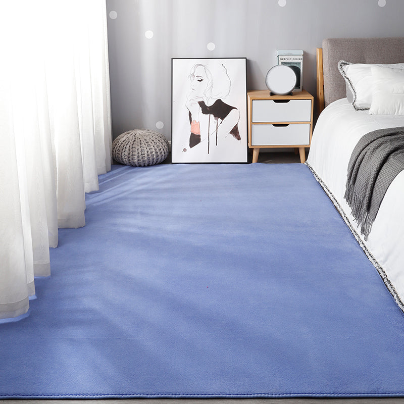 Minimalist Bedroom Rug Multi Color Solid Color Area Rug Cotton Blend Non-Slip Backing Stain-Resistant Easy Care Area Carpet Dark Blue Clearhalo 'Area Rug' 'Casual' 'Rugs' Rug' 2325693