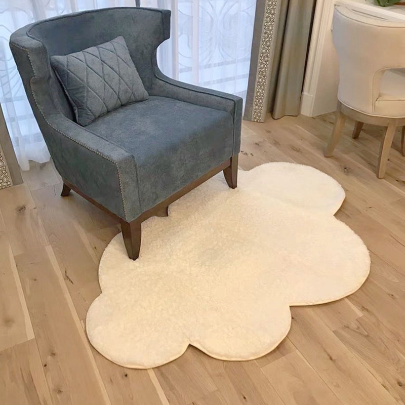 White Simple Rug Cotton Blend Solid Color Indoor Rug Anti-Slip Backing Pet Friendly Area Carpet for Living Room White Clearhalo 'Area Rug' 'Casual' 'Rugs' Rug' 2325743