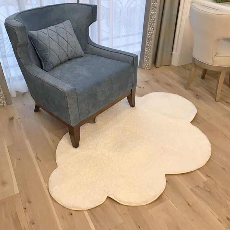 White Simple Rug Cotton Blend Solid Color Indoor Rug Anti-Slip Backing Pet Friendly Area Carpet for Living Room Clearhalo 'Area Rug' 'Casual' 'Rugs' Rug' 2325746