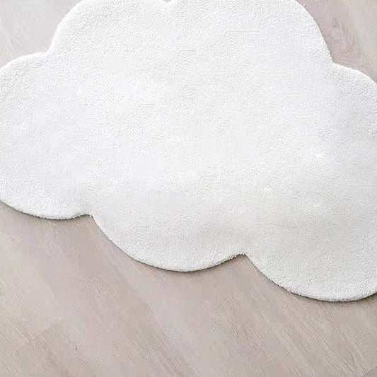 White Simple Rug Cotton Blend Solid Color Indoor Rug Anti-Slip Backing Pet Friendly Area Carpet for Living Room Clearhalo 'Area Rug' 'Casual' 'Rugs' Rug' 2325747