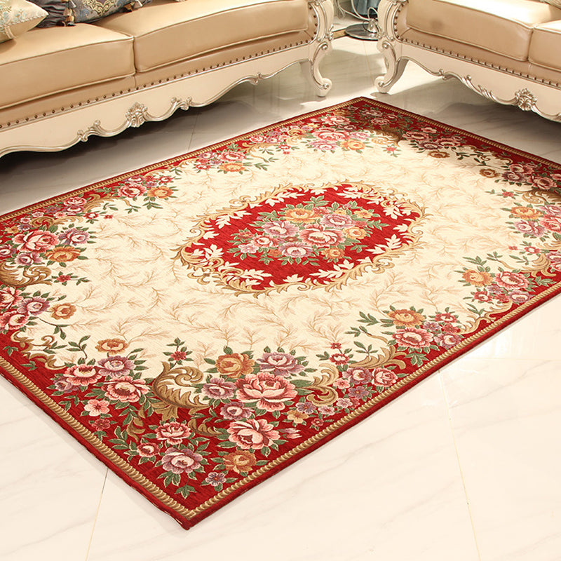 Multi-Colored Retro Rug Synthetics Flower Patterned Area Carpet Non-Slip Backing Stain-Resistant Washable Rug for Parlor Clearhalo 'Area Rug' 'Rugs' 'Vintage' Rug' 2325778