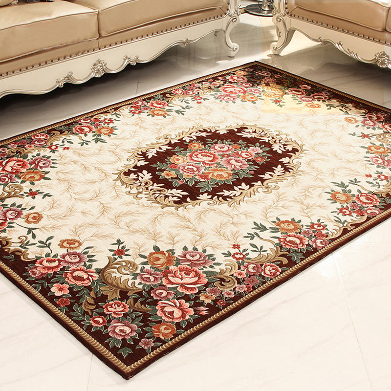 Multi-Colored Retro Rug Synthetics Flower Patterned Area Carpet Non-Slip Backing Stain-Resistant Washable Rug for Parlor Clearhalo 'Area Rug' 'Rugs' 'Vintage' Rug' 2325780