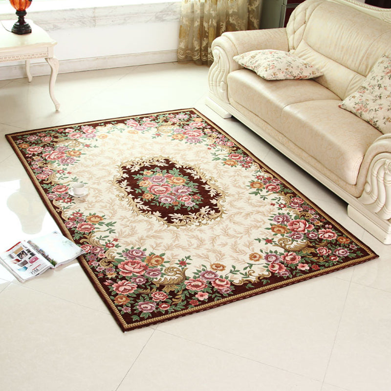 Multi-Colored Retro Rug Synthetics Flower Patterned Area Carpet Non-Slip Backing Stain-Resistant Washable Rug for Parlor Coffee Clearhalo 'Area Rug' 'Rugs' 'Vintage' Rug' 2325785