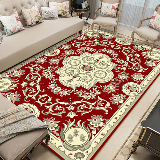 Shabby Chic Living Room Rug Multi Colored Floral Print Polyster Non-Slip Backing Washable Area Carpet Clearhalo 'Area Rug' 'Rugs' 'Vintage' Rug' 2325819