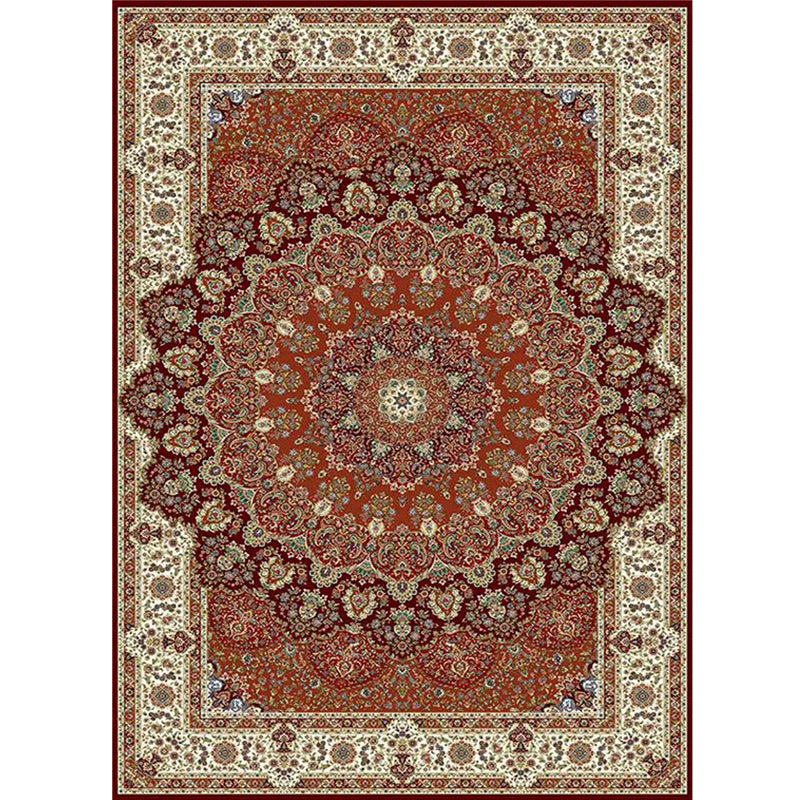 Multi Color Retro Rug Polypropylene Flower Printed Area Carpet Pet Friendly Machine Washable Indoor Rug for Parlor Dark Red Clearhalo 'Area Rug' 'Rugs' 'Vintage' Rug' 2325858