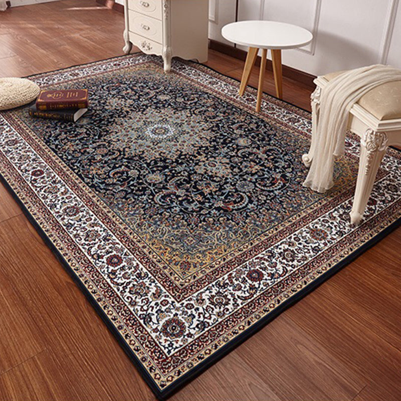 Multi Color Retro Rug Polypropylene Flower Printed Area Carpet Pet Friendly Machine Washable Indoor Rug for Parlor Navy Clearhalo 'Area Rug' 'Rugs' 'Vintage' Rug' 2325866