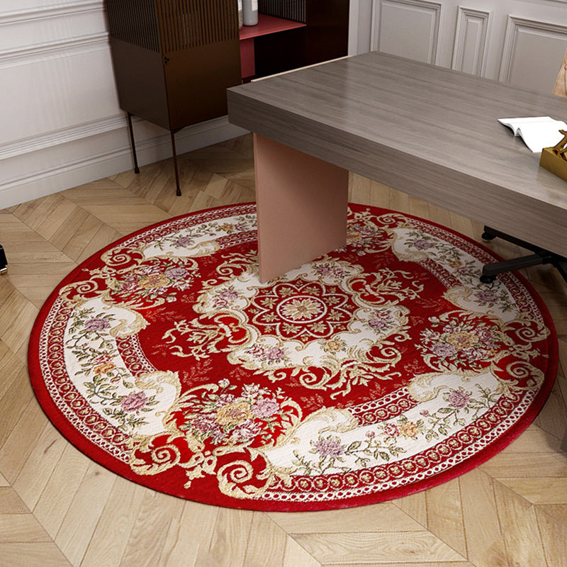Vintage Floral Pattern Rug Multi-Colored Polyster Indoor Rug Non-Slip Backing Machine Washable Easy Care Carpet for Room Burgundy Clearhalo 'Area Rug' 'Rugs' 'Vintage' Rug' 2325883