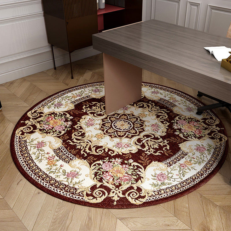 Vintage Floral Pattern Rug Multi-Colored Polyster Indoor Rug Non-Slip Backing Machine Washable Easy Care Carpet for Room Dark Coffee Clearhalo 'Area Rug' 'Rugs' 'Vintage' Rug' 2325885