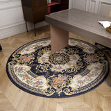 Vintage Floral Pattern Rug Multi-Colored Polyster Indoor Rug Non-Slip Backing Machine Washable Easy Care Carpet for Room Navy 5'3" x 5'3" Clearhalo 'Area Rug' 'Rugs' 'Vintage' Rug' 2325887