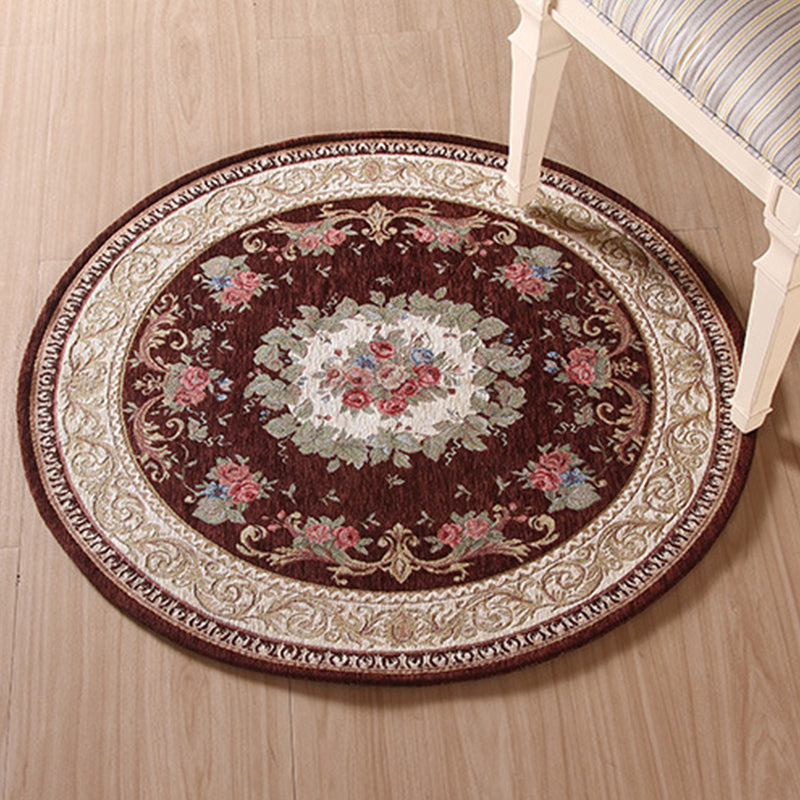 Casual Decoration Rug Multi Colored Flower Print Indoor Rug Polyster Non-Slip Backing Stain-Resistant Area Carpet Coffee Clearhalo 'Area Rug' 'Rugs' 'Vintage' Rug' 2325894