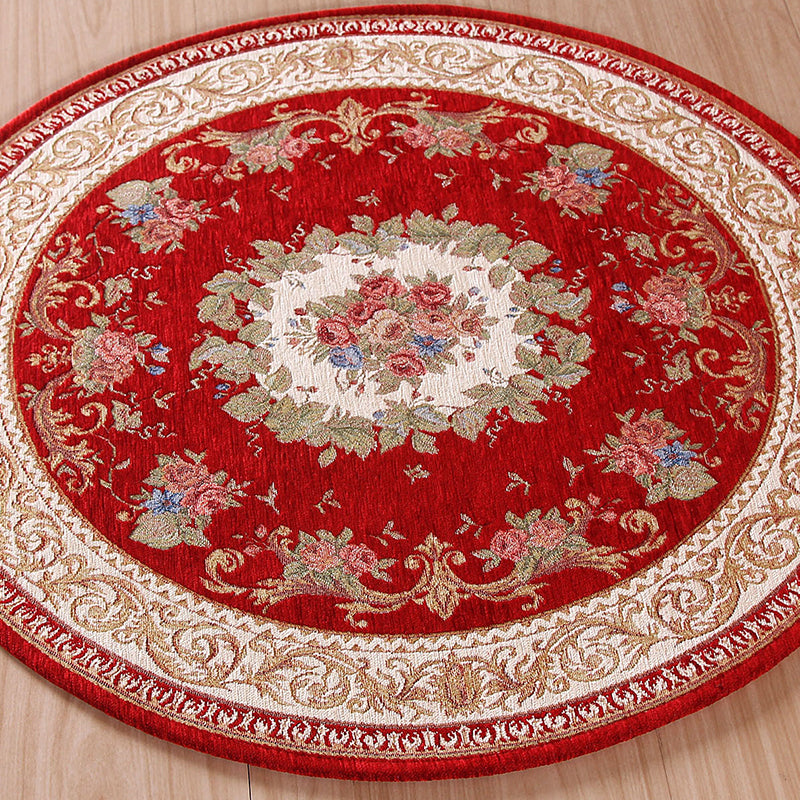 Casual Decoration Rug Multi Colored Flower Print Indoor Rug Polyster Non-Slip Backing Stain-Resistant Area Carpet Burgundy Clearhalo 'Area Rug' 'Rugs' 'Vintage' Rug' 2325896