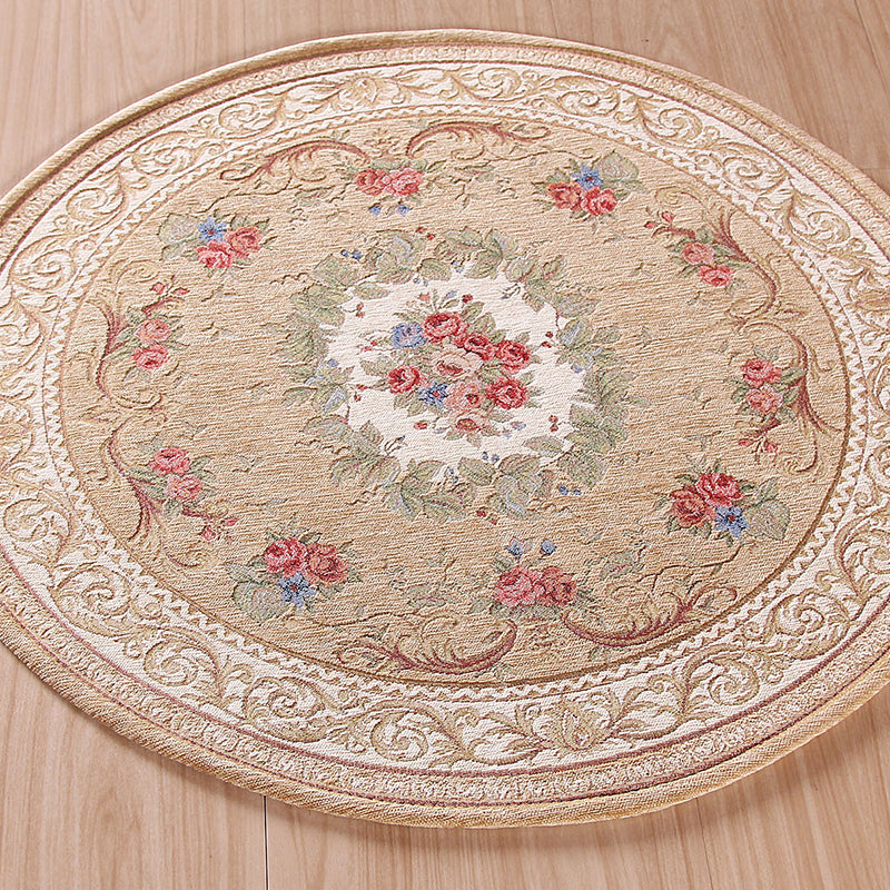 Casual Decoration Rug Multi Colored Flower Print Indoor Rug Polyster Non-Slip Backing Stain-Resistant Area Carpet Beige Clearhalo 'Area Rug' 'Rugs' 'Vintage' Rug' 2325898