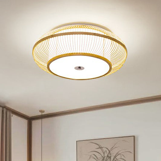 Round Aisle Ceiling Flush Light Bamboo 1 Head Minimalistic Flushmount Light in Wood Wood 7" Clearhalo 'Ceiling Lights' 'Close To Ceiling Lights' 'Close to ceiling' 'Flush mount' Lighting' 2326385