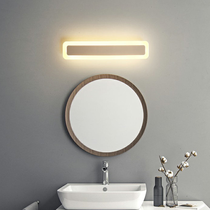 Bar Shaped Vanity Light Minimalist Acrylic Bathroom LED Wall Mounted Light in White Clearhalo 'Modern wall lights' 'Modern' 'Vanity Lights' 'Wall Lights' Lighting' 2326683
