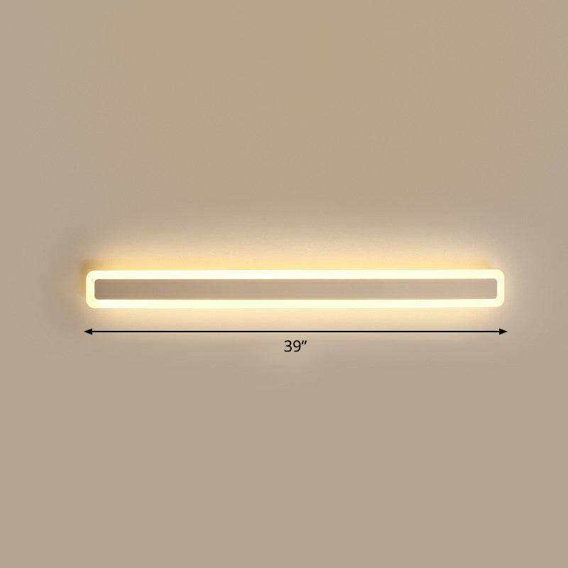Bar Shaped Vanity Light Minimalist Acrylic Bathroom LED Wall Mounted Light in White White 39" Warm Clearhalo 'Modern wall lights' 'Modern' 'Vanity Lights' 'Wall Lights' Lighting' 2326687