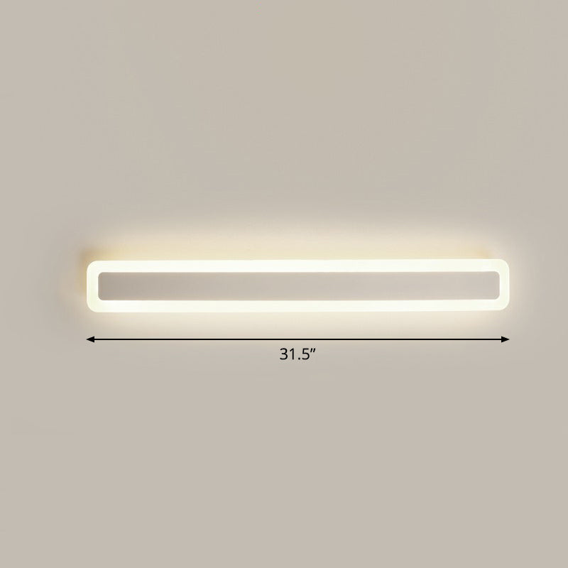 Bar Shaped Vanity Light Minimalist Acrylic Bathroom LED Wall Mounted Light in White White 31.5" Third Gear Clearhalo 'Modern wall lights' 'Modern' 'Vanity Lights' 'Wall Lights' Lighting' 2326688