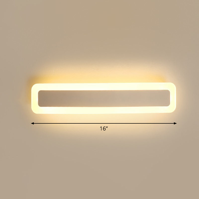 Bar Shaped Vanity Light Minimalist Acrylic Bathroom LED Wall Mounted Light in White White 16" Warm Clearhalo 'Modern wall lights' 'Modern' 'Vanity Lights' 'Wall Lights' Lighting' 2326697