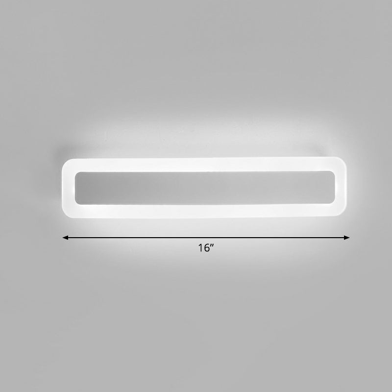 Bar Shaped Vanity Light Minimalist Acrylic Bathroom LED Wall Mounted Light in White White 16" White Clearhalo 'Modern wall lights' 'Modern' 'Vanity Lights' 'Wall Lights' Lighting' 2326698