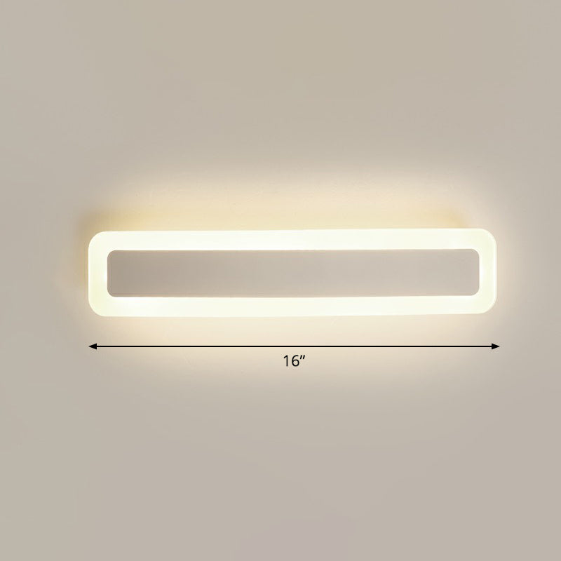 Bar Shaped Vanity Light Minimalist Acrylic Bathroom LED Wall Mounted Light in White White 16" Third Gear Clearhalo 'Modern wall lights' 'Modern' 'Vanity Lights' 'Wall Lights' Lighting' 2326699