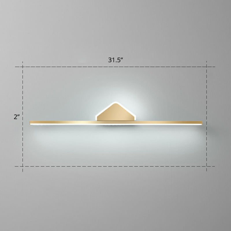 Acrylic Linear LED Vanity Sconce Light Minimalism Gold Finish Wall Lighting for Bathroom Gold 31.5" Triangle Clearhalo 'Cast Iron' 'Glass' 'Industrial' 'Modern wall lights' 'Modern' 'Tiffany' 'Traditional wall lights' 'Vanity Lights' 'Wall Lights' Lighting' 2326701