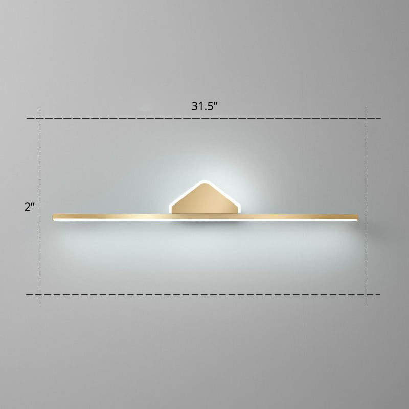 Acrylic Linear LED Vanity Sconce Light Minimalism Gold Finish Wall Lighting for Bathroom Gold 31.5" Triangle Clearhalo 'Cast Iron' 'Glass' 'Industrial' 'Modern wall lights' 'Modern' 'Tiffany' 'Traditional wall lights' 'Vanity Lights' 'Wall Lights' Lighting' 2326701