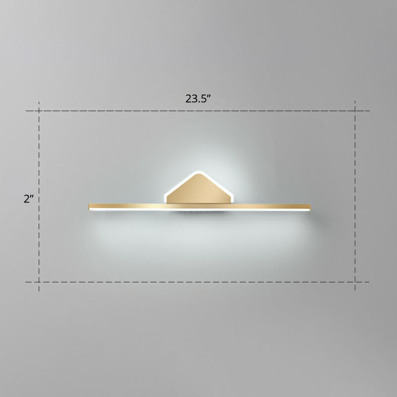 Acrylic Linear LED Vanity Sconce Light Minimalism Gold Finish Wall Lighting for Bathroom Gold 23.5" Triangle Clearhalo 'Cast Iron' 'Glass' 'Industrial' 'Modern wall lights' 'Modern' 'Tiffany' 'Traditional wall lights' 'Vanity Lights' 'Wall Lights' Lighting' 2326702