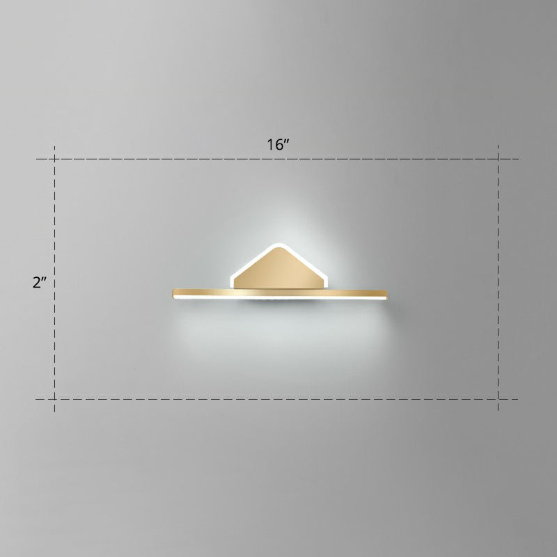 Acrylic Linear LED Vanity Sconce Light Minimalism Gold Finish Wall Lighting for Bathroom Gold 19.5" Triangle Clearhalo 'Cast Iron' 'Glass' 'Industrial' 'Modern wall lights' 'Modern' 'Tiffany' 'Traditional wall lights' 'Vanity Lights' 'Wall Lights' Lighting' 2326704