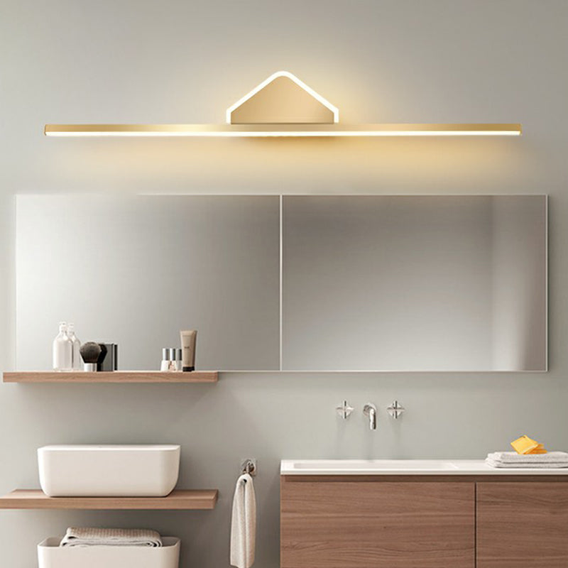 Acrylic Linear LED Vanity Sconce Light Minimalism Gold Finish Wall Lighting for Bathroom Clearhalo 'Cast Iron' 'Glass' 'Industrial' 'Modern wall lights' 'Modern' 'Tiffany' 'Traditional wall lights' 'Vanity Lights' 'Wall Lights' Lighting' 2326705