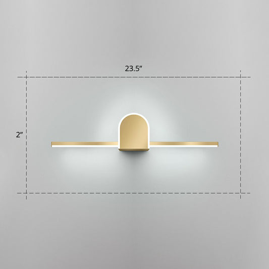 Acrylic Linear LED Vanity Sconce Light Minimalism Gold Finish Wall Lighting for Bathroom Gold 23.5" Semicircle Clearhalo 'Cast Iron' 'Glass' 'Industrial' 'Modern wall lights' 'Modern' 'Tiffany' 'Traditional wall lights' 'Vanity Lights' 'Wall Lights' Lighting' 2326708