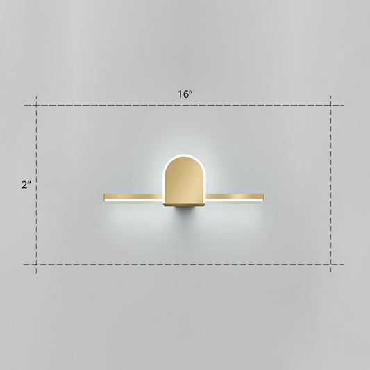 Acrylic Linear LED Vanity Sconce Light Minimalism Gold Finish Wall Lighting for Bathroom Gold 19.5" Semicircle Clearhalo 'Cast Iron' 'Glass' 'Industrial' 'Modern wall lights' 'Modern' 'Tiffany' 'Traditional wall lights' 'Vanity Lights' 'Wall Lights' Lighting' 2326710