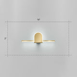 Acrylic Linear LED Vanity Sconce Light Minimalism Gold Finish Wall Lighting for Bathroom Gold 19.5" Semicircle Clearhalo 'Cast Iron' 'Glass' 'Industrial' 'Modern wall lights' 'Modern' 'Tiffany' 'Traditional wall lights' 'Vanity Lights' 'Wall Lights' Lighting' 2326710
