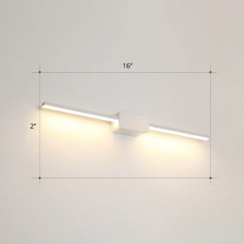 Pole Shaped Bathroom Vanity Wall Lamp Acrylic Minimalistic LED Wall Mounted Light White 16" Warm Clearhalo 'Cast Iron' 'Glass' 'Industrial' 'Modern wall lights' 'Modern' 'Tiffany' 'Traditional wall lights' 'Vanity Lights' 'Wall Lights' Lighting' 2326722