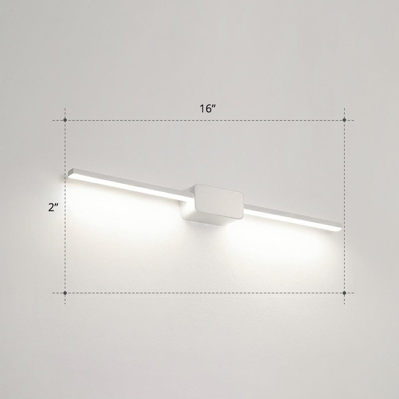 Pole Shaped Bathroom Vanity Wall Lamp Acrylic Minimalistic LED Wall Mounted Light White 16" White Clearhalo 'Cast Iron' 'Glass' 'Industrial' 'Modern wall lights' 'Modern' 'Tiffany' 'Traditional wall lights' 'Vanity Lights' 'Wall Lights' Lighting' 2326724
