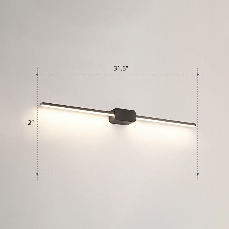 Pole Shaped Bathroom Vanity Wall Lamp Acrylic Minimalistic LED Wall Mounted Light Black 31.5" Third Gear Clearhalo 'Cast Iron' 'Glass' 'Industrial' 'Modern wall lights' 'Modern' 'Tiffany' 'Traditional wall lights' 'Vanity Lights' 'Wall Lights' Lighting' 2326726