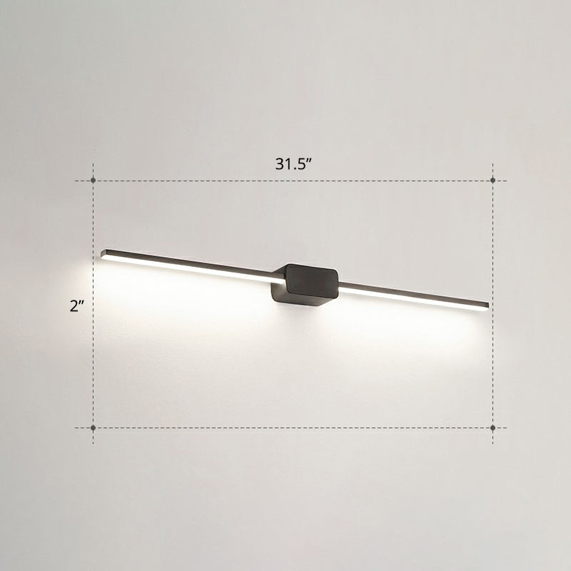 Pole Shaped Bathroom Vanity Wall Lamp Acrylic Minimalistic LED Wall Mounted Light Black 31.5" White Clearhalo 'Cast Iron' 'Glass' 'Industrial' 'Modern wall lights' 'Modern' 'Tiffany' 'Traditional wall lights' 'Vanity Lights' 'Wall Lights' Lighting' 2326727
