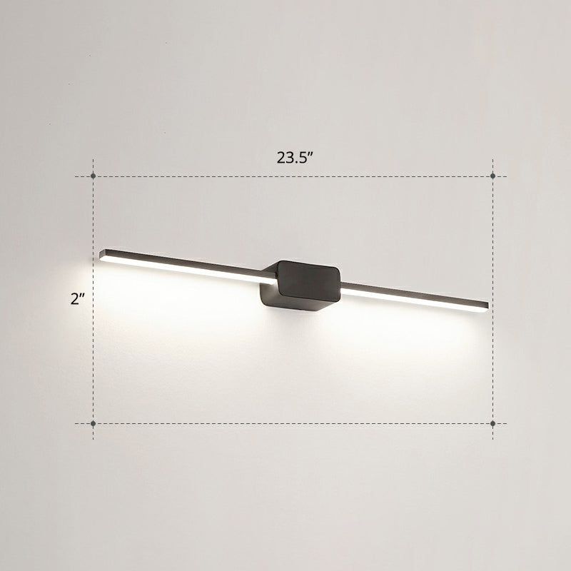 Pole Shaped Bathroom Vanity Wall Lamp Acrylic Minimalistic LED Wall Mounted Light Black 23.5" White Clearhalo 'Cast Iron' 'Glass' 'Industrial' 'Modern wall lights' 'Modern' 'Tiffany' 'Traditional wall lights' 'Vanity Lights' 'Wall Lights' Lighting' 2326730