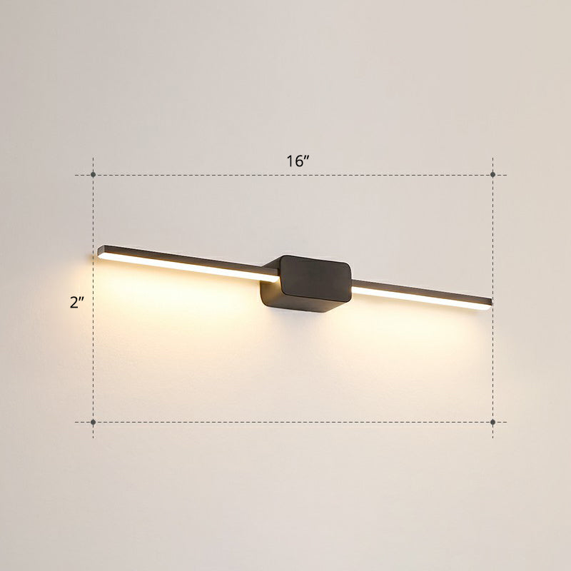 Pole Shaped Bathroom Vanity Wall Lamp Acrylic Minimalistic LED Wall Mounted Light Black 16" Warm Clearhalo 'Cast Iron' 'Glass' 'Industrial' 'Modern wall lights' 'Modern' 'Tiffany' 'Traditional wall lights' 'Vanity Lights' 'Wall Lights' Lighting' 2326731
