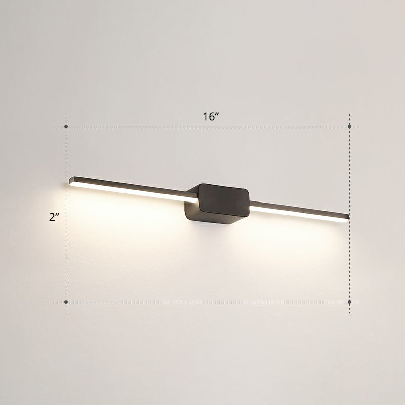 Pole Shaped Bathroom Vanity Wall Lamp Acrylic Minimalistic LED Wall Mounted Light Black 16" Third Gear Clearhalo 'Cast Iron' 'Glass' 'Industrial' 'Modern wall lights' 'Modern' 'Tiffany' 'Traditional wall lights' 'Vanity Lights' 'Wall Lights' Lighting' 2326732
