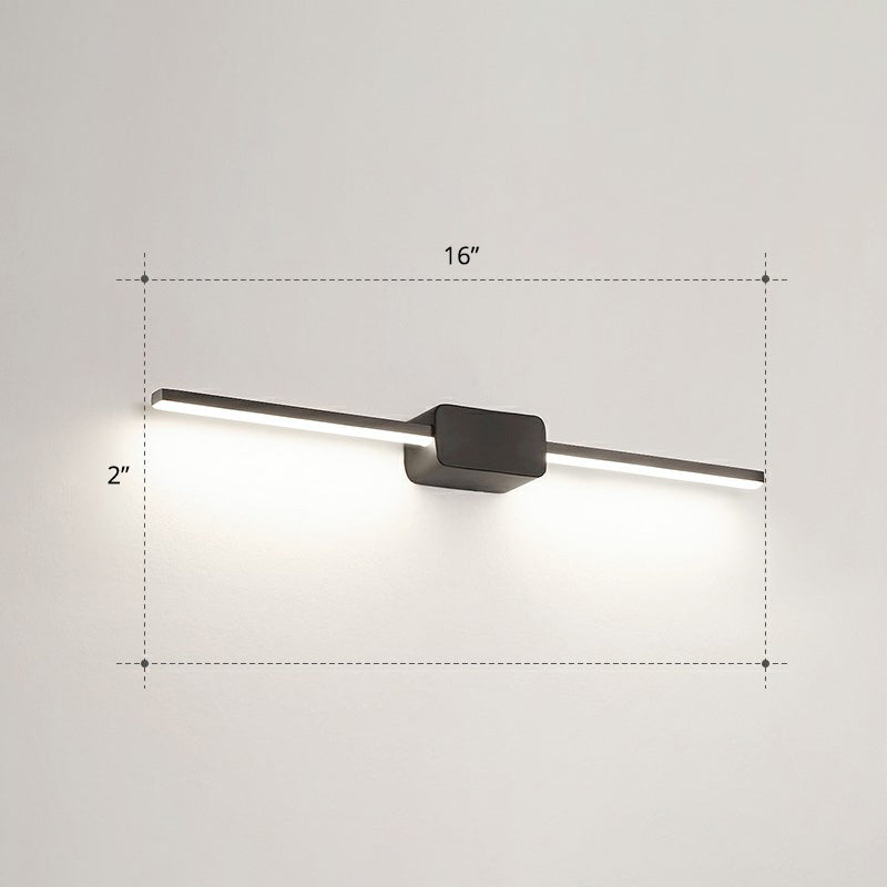 Pole Shaped Bathroom Vanity Wall Lamp Acrylic Minimalistic LED Wall Mounted Light Black 16" White Clearhalo 'Cast Iron' 'Glass' 'Industrial' 'Modern wall lights' 'Modern' 'Tiffany' 'Traditional wall lights' 'Vanity Lights' 'Wall Lights' Lighting' 2326733