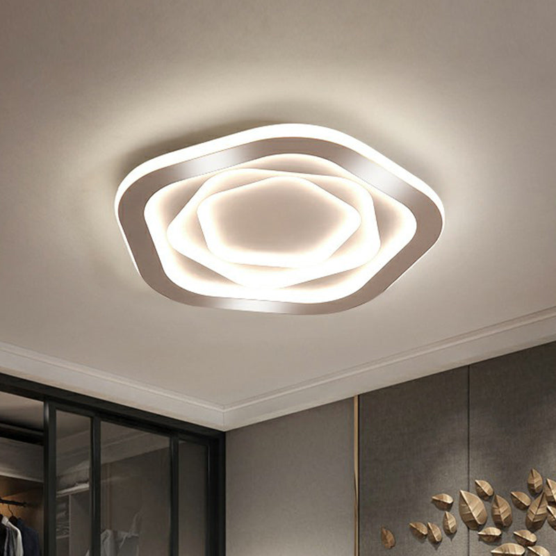 Concentric Acrylic Flush Ceiling Light Modern White Finish LED Flush Mount Lighting Clearhalo 'Ceiling Lights' 'Close To Ceiling Lights' 'Close to ceiling' 'Flush mount' Lighting' 2326734