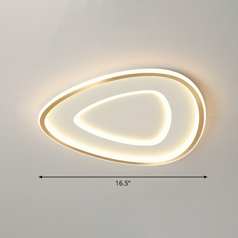 Gold Teardrop Shaped Ceiling Lighting Simplicity LED Acrylic Flush Mount Fixture Gold 16.5" Remote Control Stepless Dimming Clearhalo 'Ceiling Lights' 'Close To Ceiling Lights' 'Close to ceiling' 'Flush mount' Lighting' 2326753