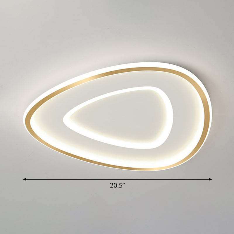 Gold Teardrop Shaped Ceiling Lighting Simplicity LED Acrylic Flush Mount Fixture Gold 20.5" White Clearhalo 'Ceiling Lights' 'Close To Ceiling Lights' 'Close to ceiling' 'Flush mount' Lighting' 2326757