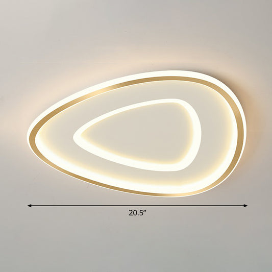 Gold Teardrop Shaped Ceiling Lighting Simplicity LED Acrylic Flush Mount Fixture Gold 20.5" Remote Control Stepless Dimming Clearhalo 'Ceiling Lights' 'Close To Ceiling Lights' 'Close to ceiling' 'Flush mount' Lighting' 2326759